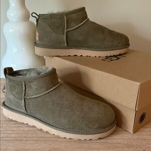 UGG Moss Green Ultra Mini Boots